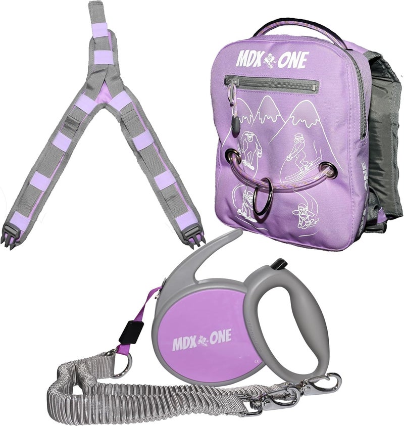 MDXONE Kids Ski & Snowboard Harness Trainer – Retractable Leash, Shock Bungees & Removable Seat - Image 2